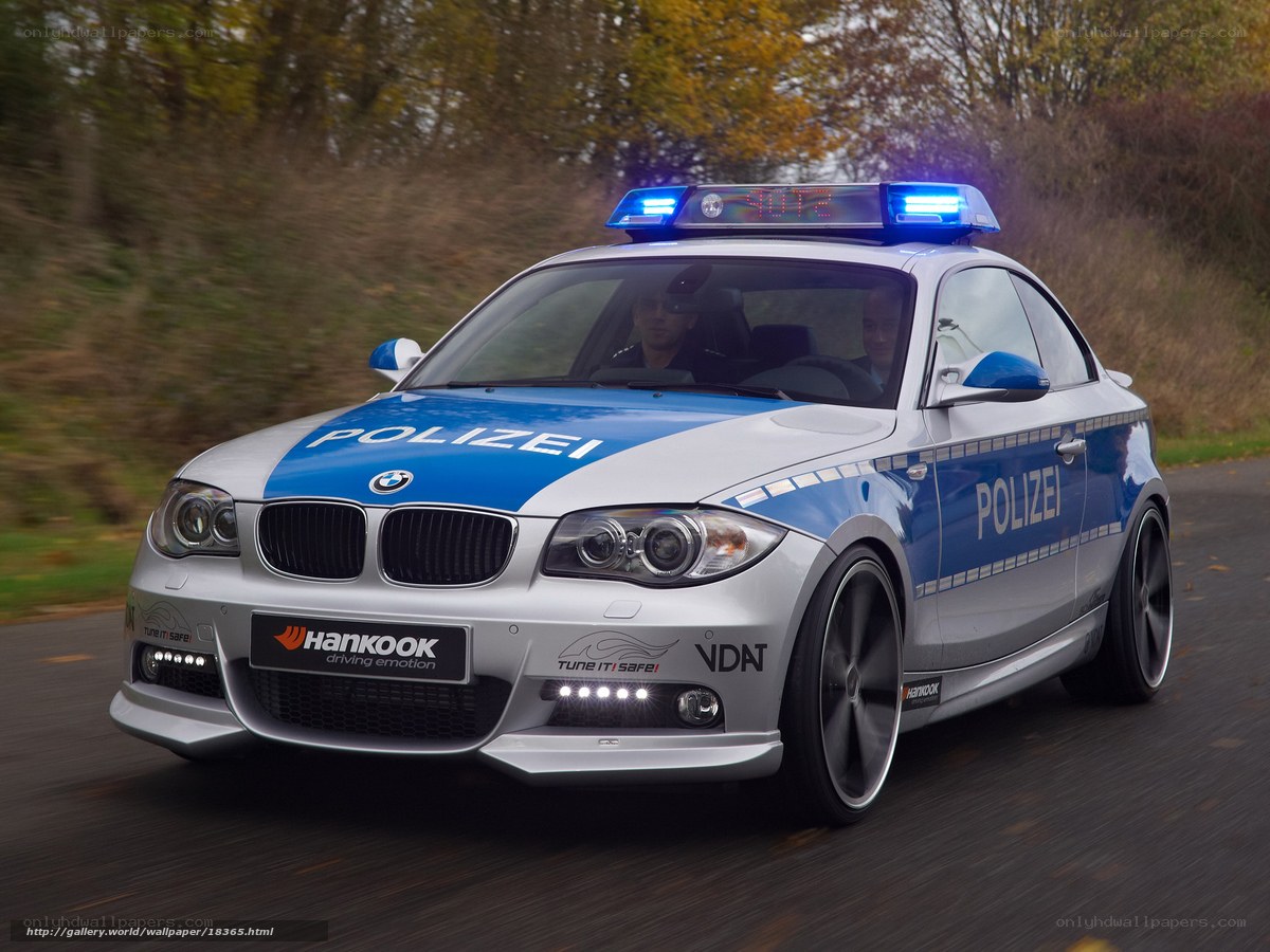 BMW police car in motion