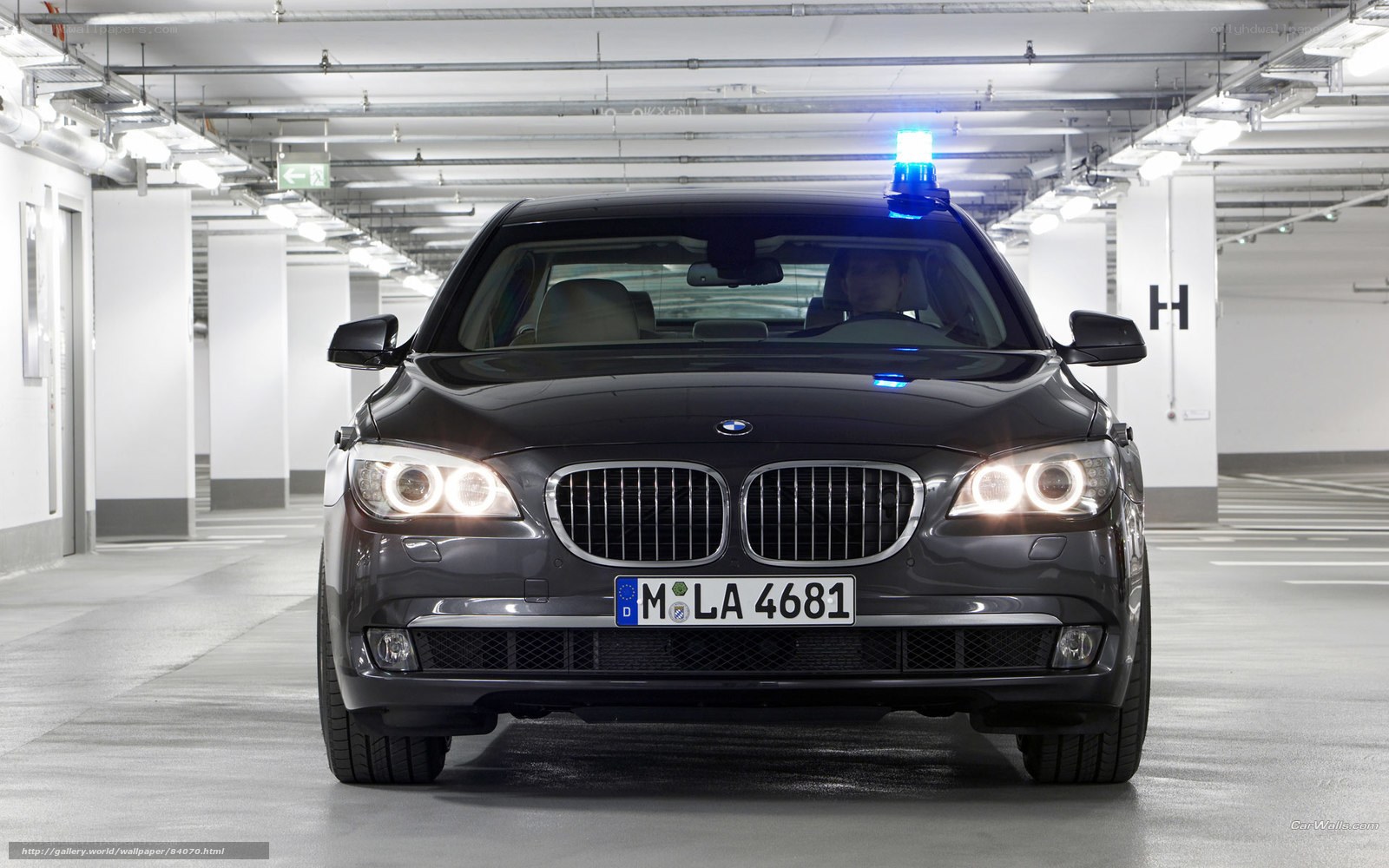 BMW police car in parking garage