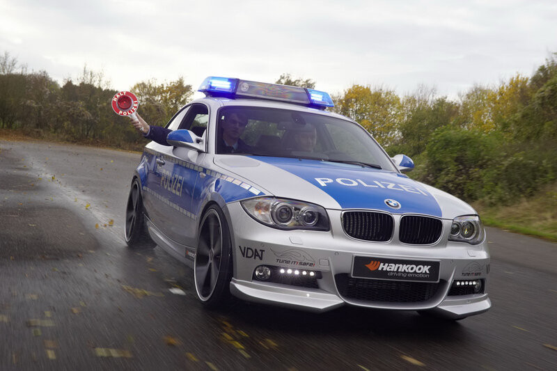 BMW police car on road