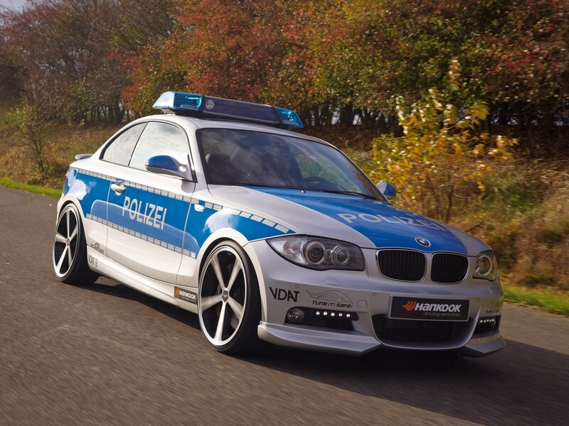 BMW police car on road