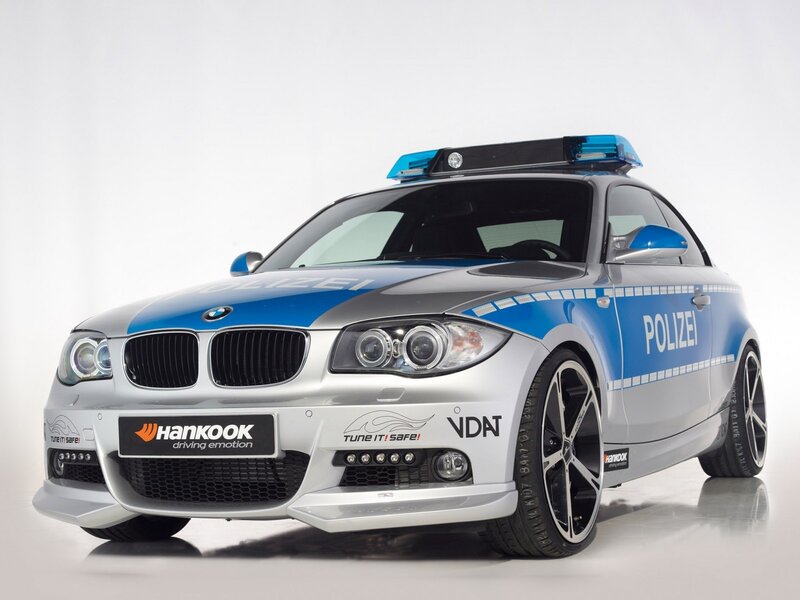 BMW police car with blue lights
