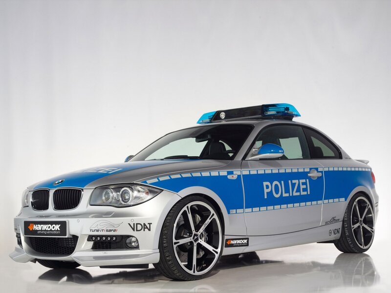 BMW police car with blue lights