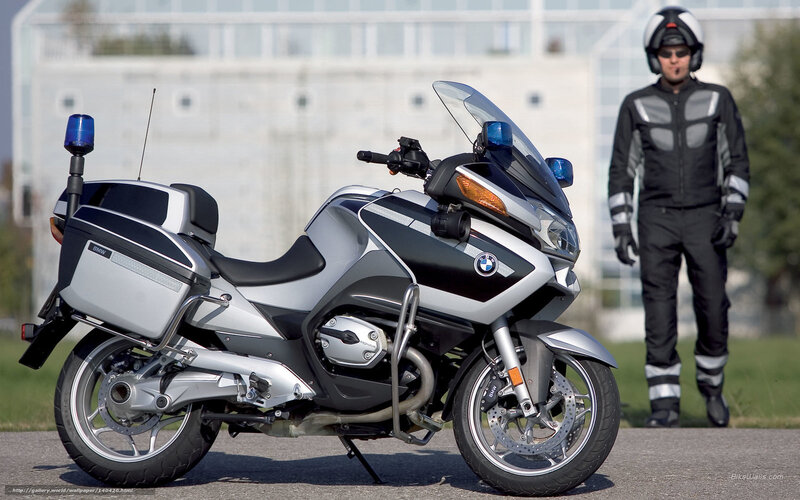 BMW police motorcycle with officer