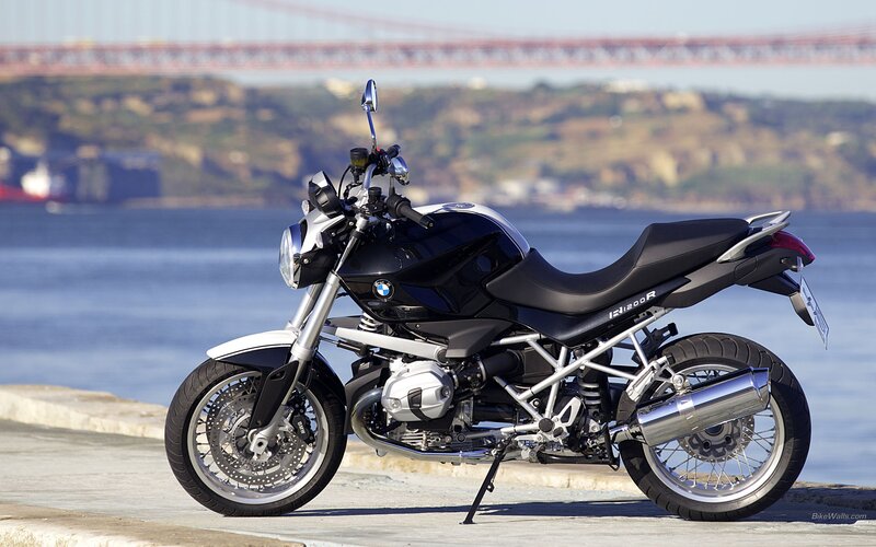 BMW R1200R motorcycle by water