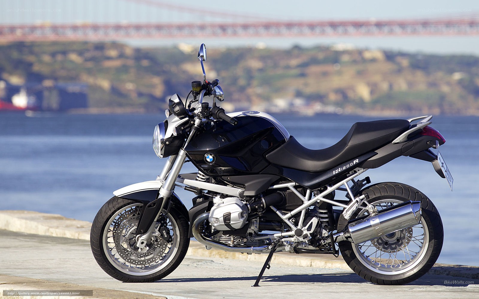 BMW R1200R motorcycle by water
