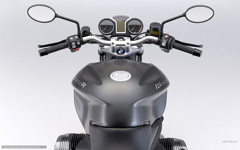 BMW R1200R Motorcycle — Gray, Neutral, Photograph, Handlebars