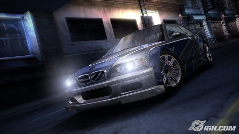 BMW race car at night