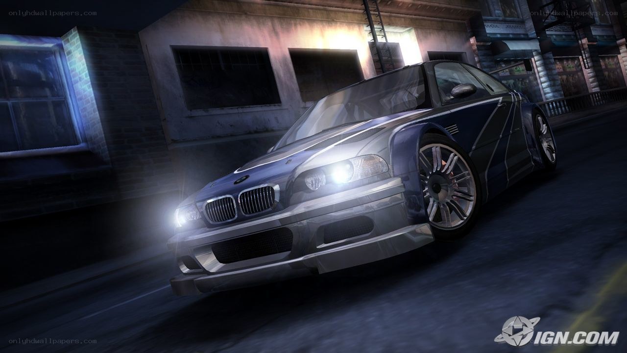 BMW race car at night