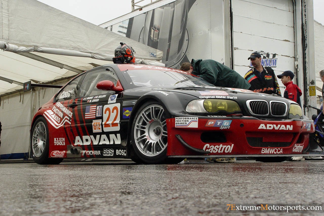 BMW race car at pit stop