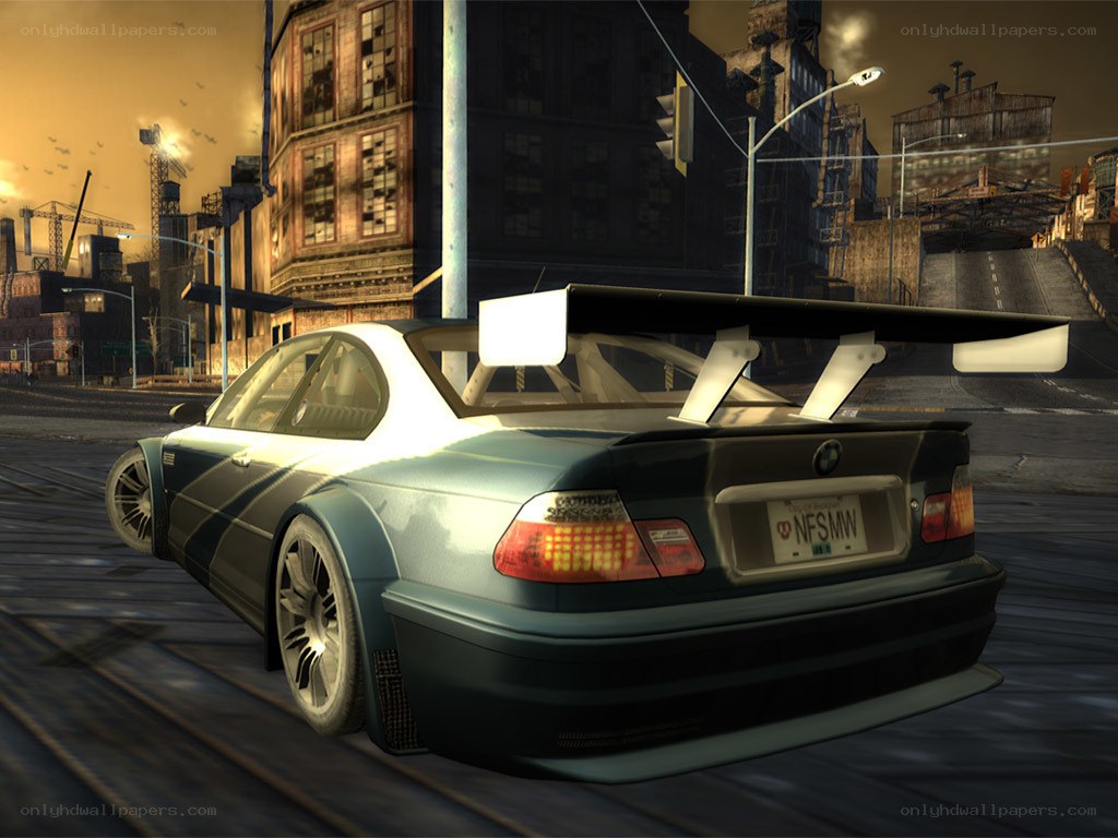 BMW race car in city