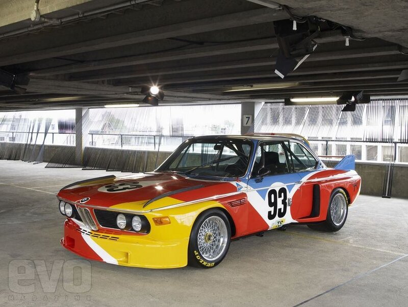BMW race car in garage