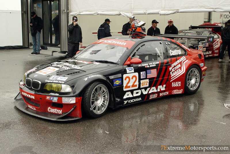 BMW race car in pit lane