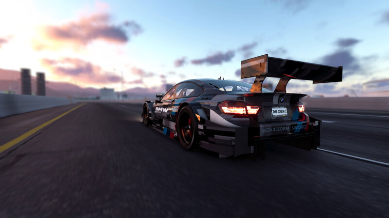 BMW Race Car on Track — Black, Dramatic