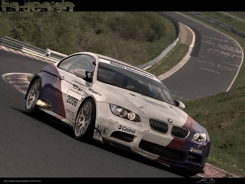 BMW Race Car on Track — White, Dynamic