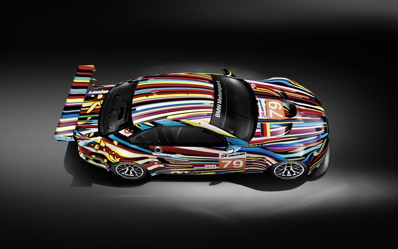 BMW race car with colorful livery