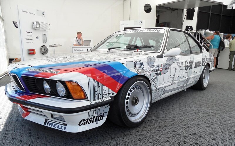 BMW race car with technical graphics