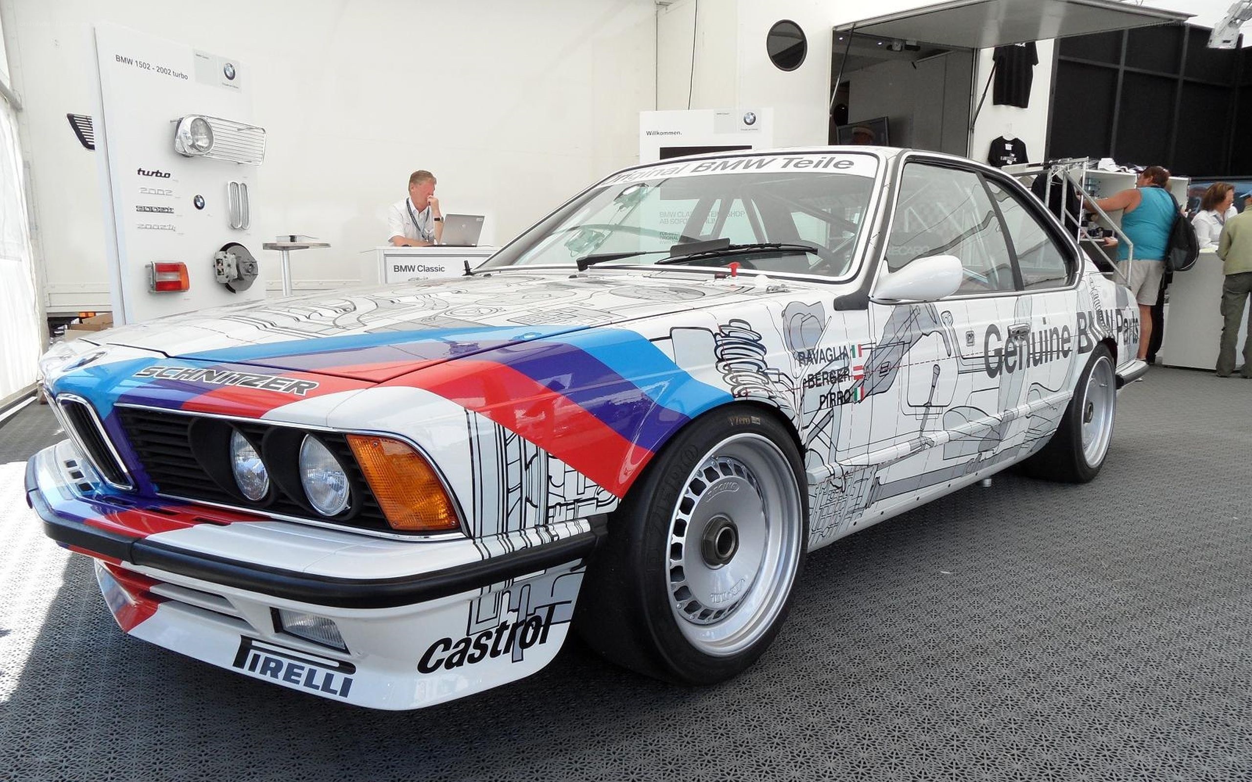 BMW race car with technical graphics