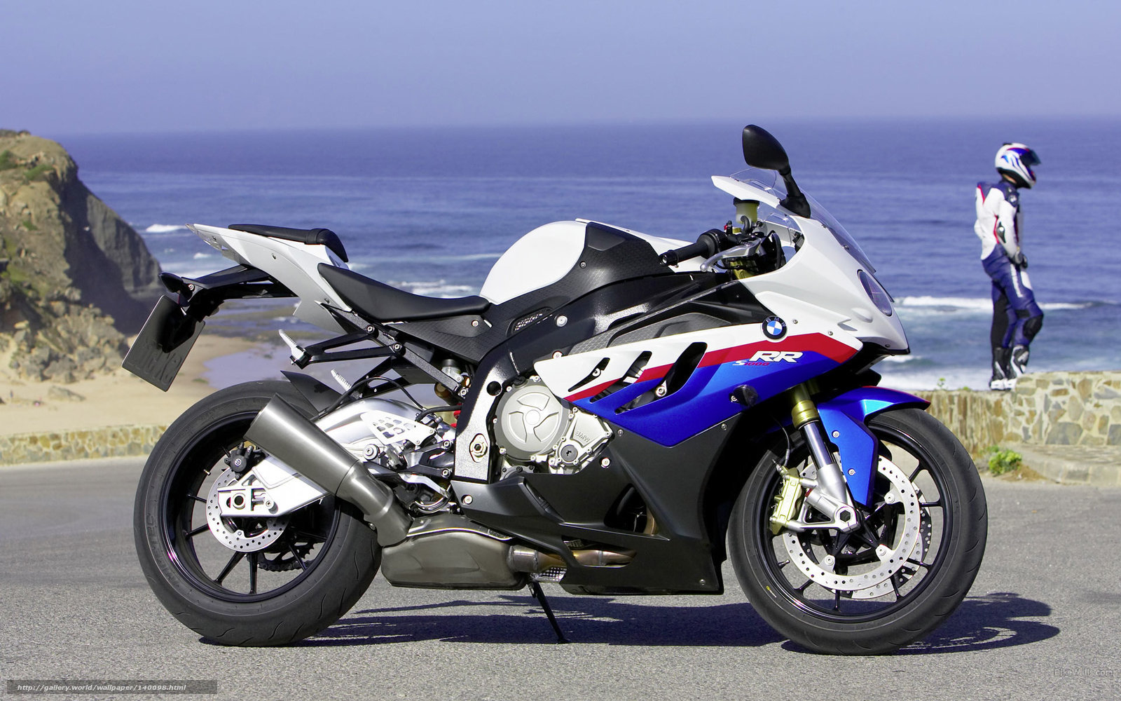 BMW S1000RR motorcycle on coast
