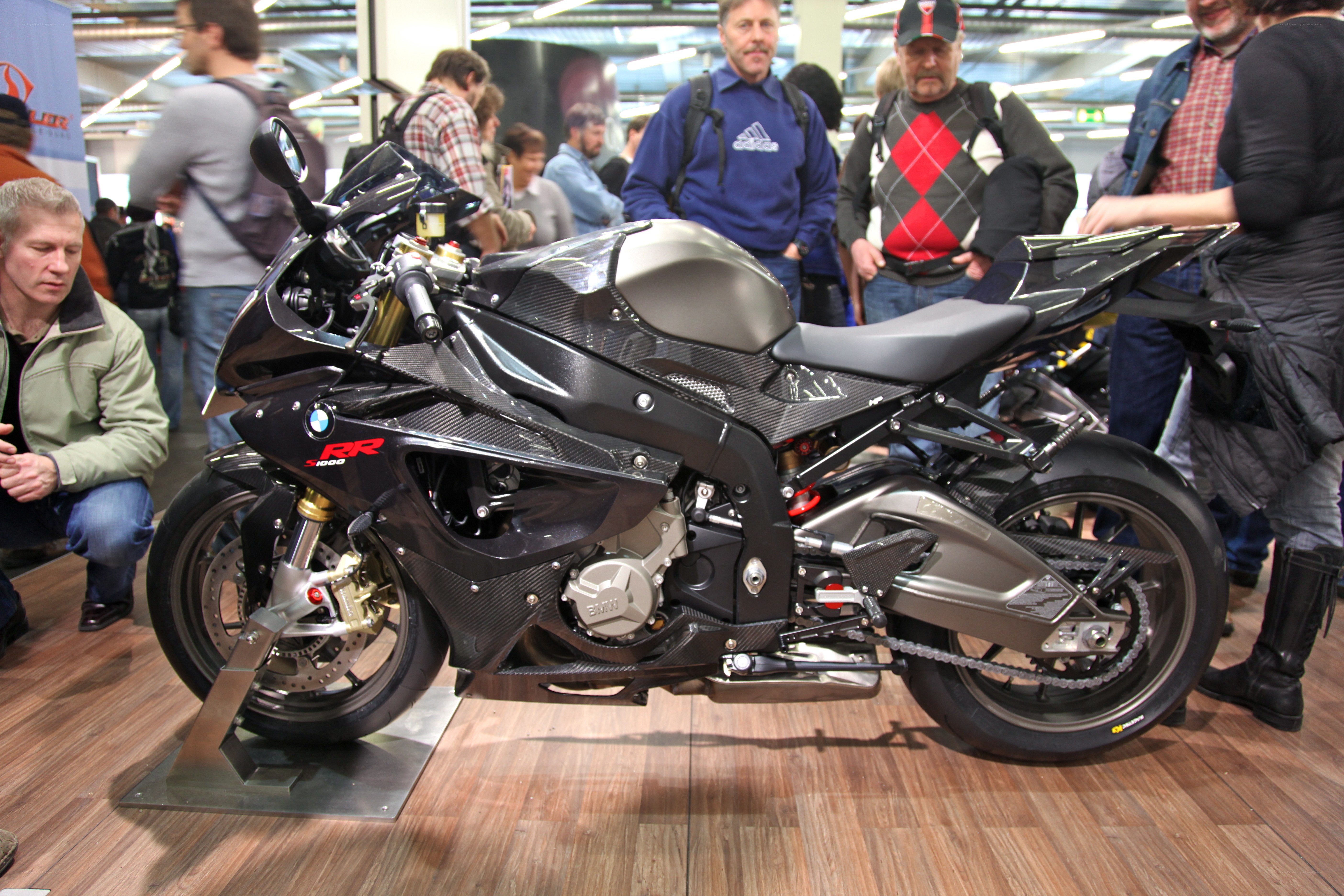 BMW S1000RR motorcycle on display