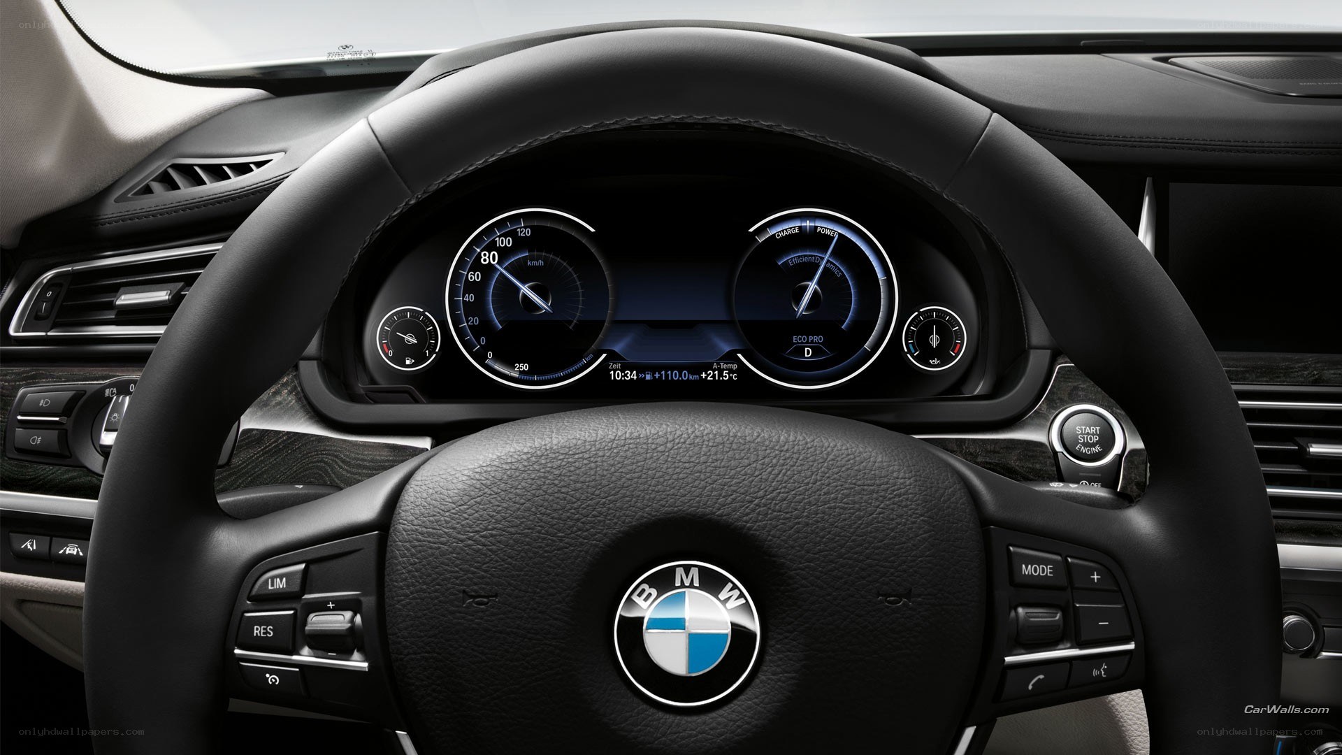 BMW steering wheel and dashboard