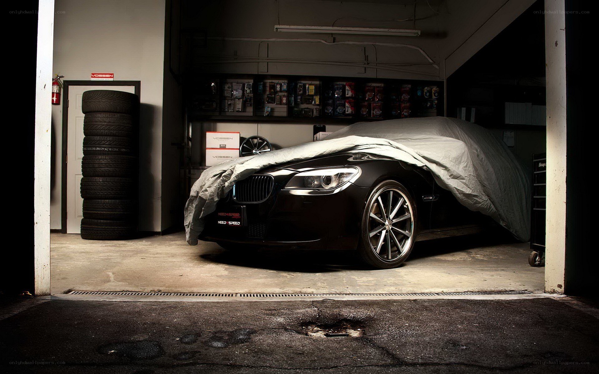 BMW under a car cover