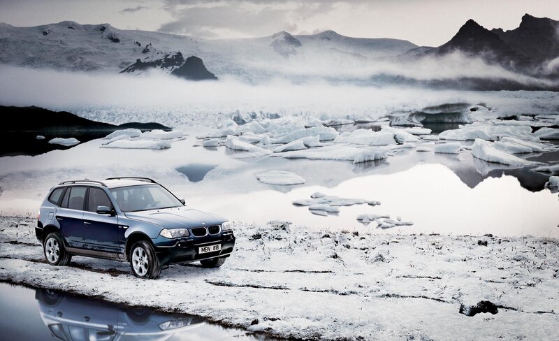 BMW X3 in icy landscape