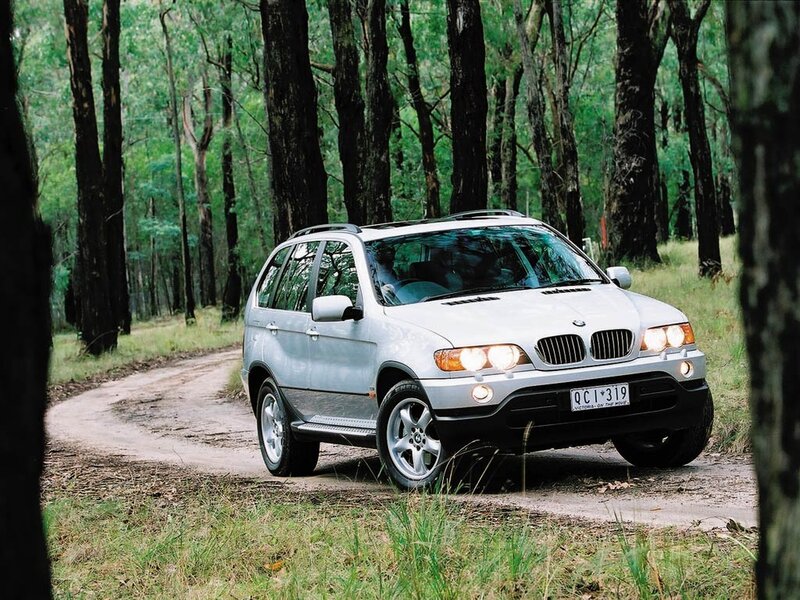 BMW X5 on a forest path