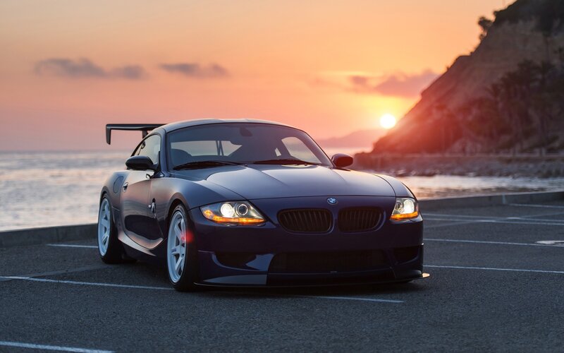 BMW Z4 at sunset by the sea