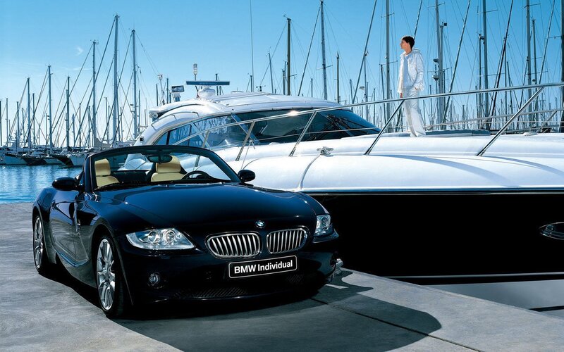 BMW Z4 near a yacht