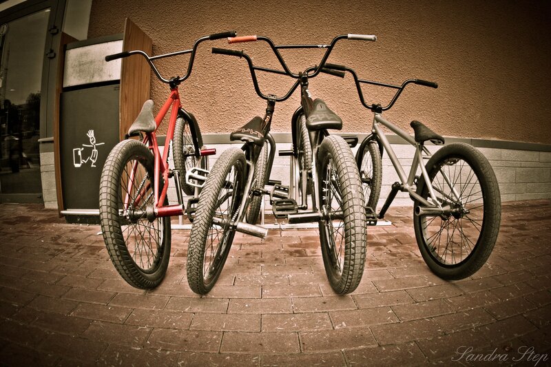 BMX bikes parked outside
