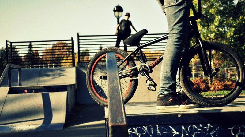 BMX rider at a skatepark