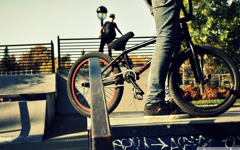 BMX rider at a skatepark