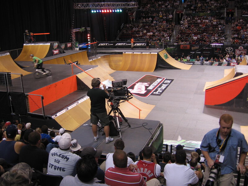 BMX rider at indoor event