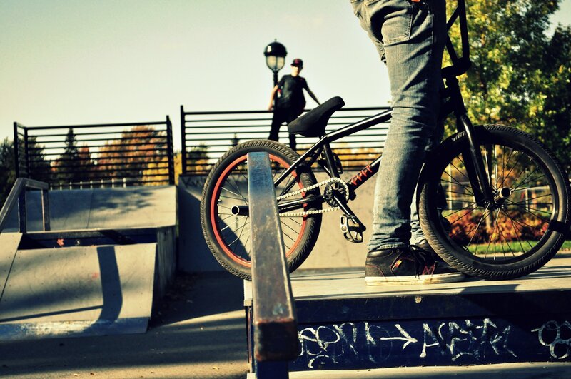 BMX rider at skatepark