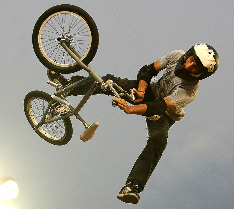 BMX Rider in Mid-air — Gray