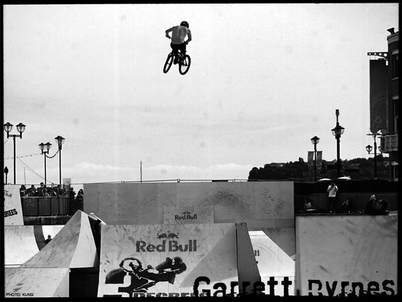BMX rider in mid-air jump