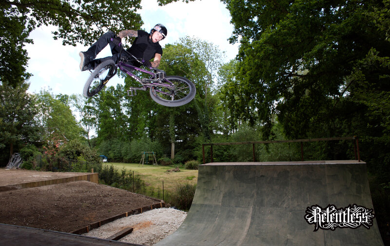 BMX rider in mid-air jump
