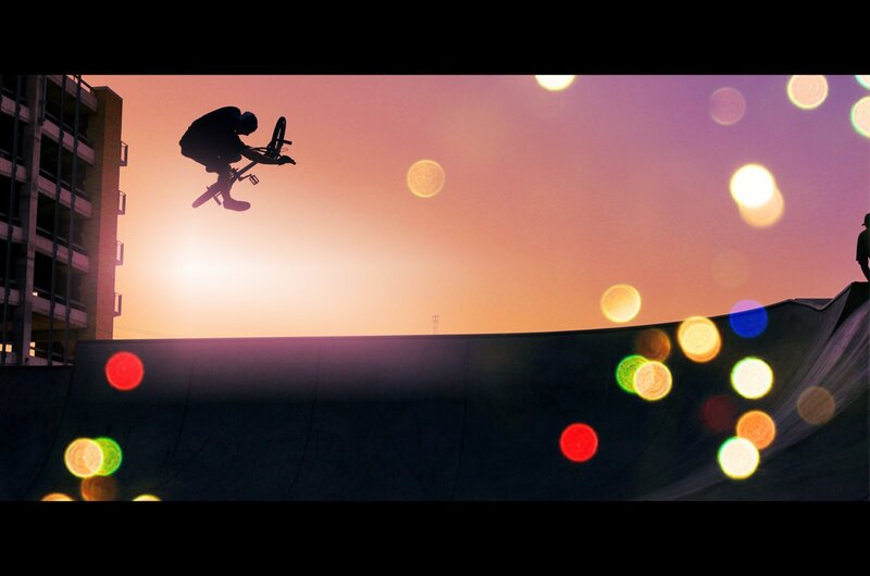 BMX rider in mid-air jump