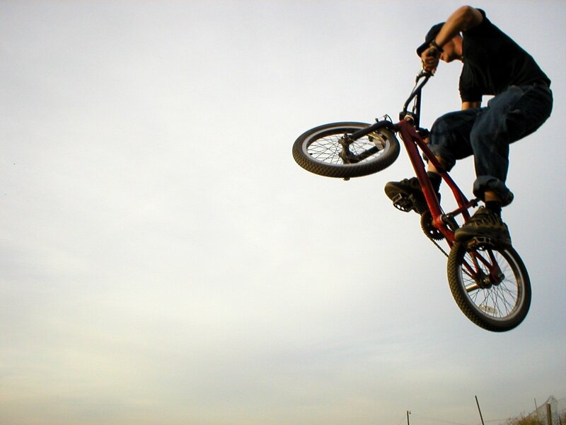 BMX rider in mid-air jump