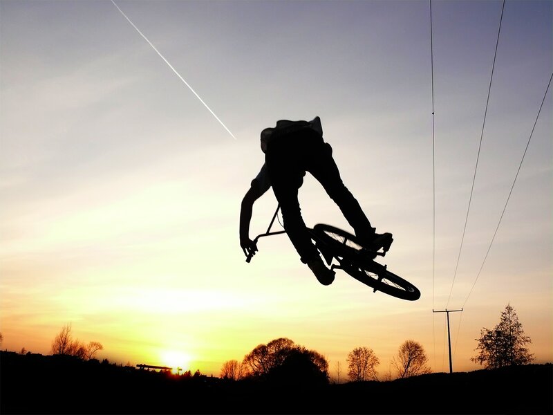 BMX rider in mid-air jump