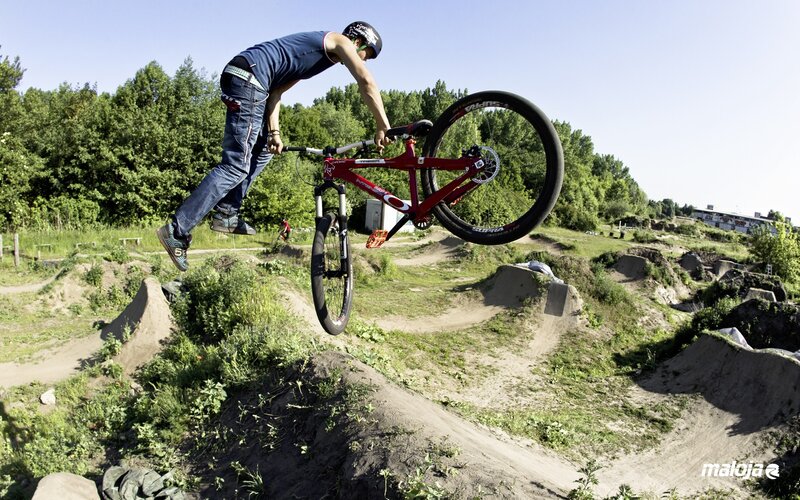 BMX rider in mid-air jump