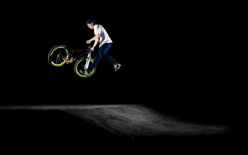 BMX rider in mid-air jump