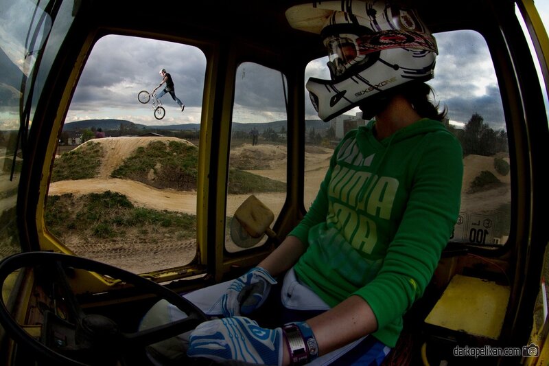 BMX rider in mid-air jump