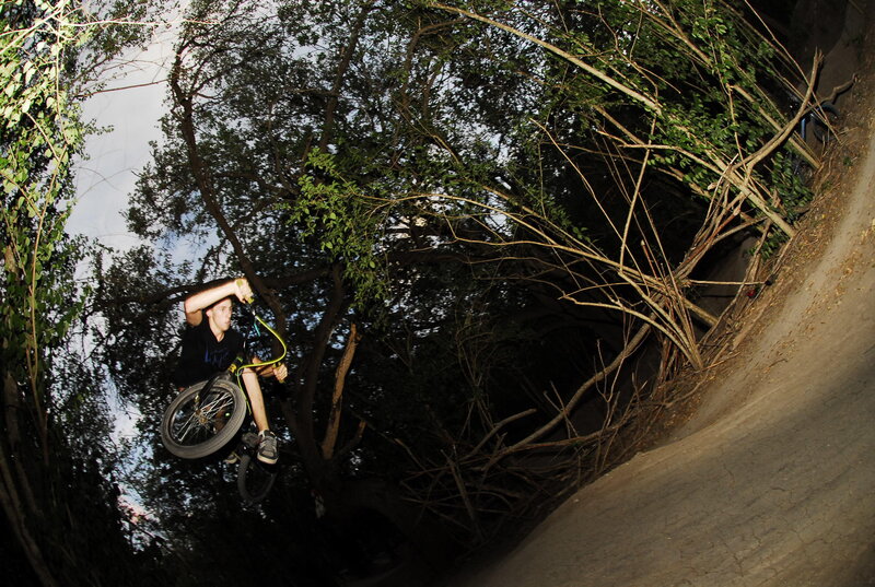 BMX rider in mid-air jump