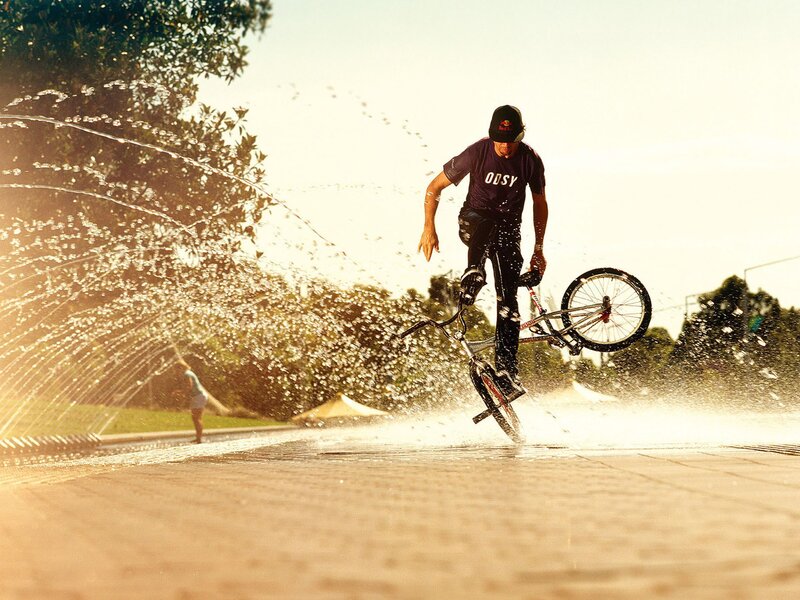 Bmx Rider in Water — Brown