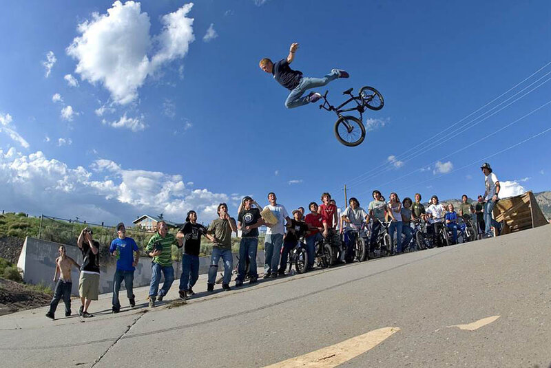 BMX rider mid-air jump