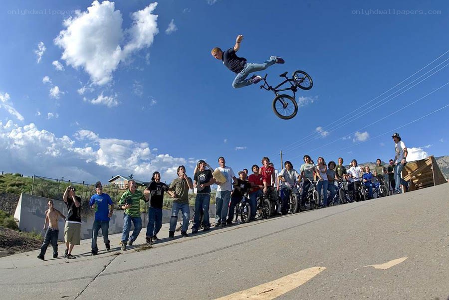 BMX rider mid-air jump