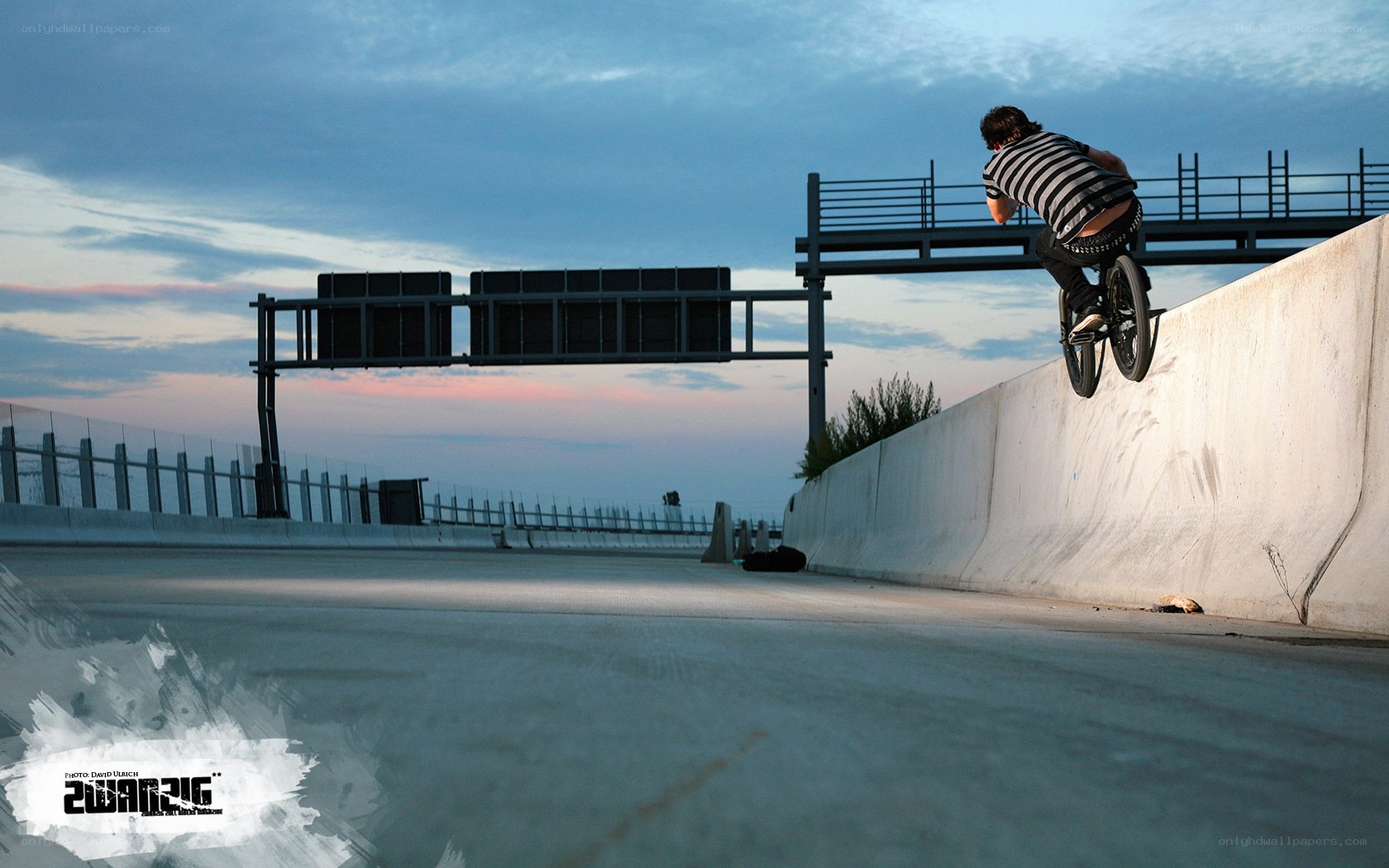 BMX rider on concrete wall