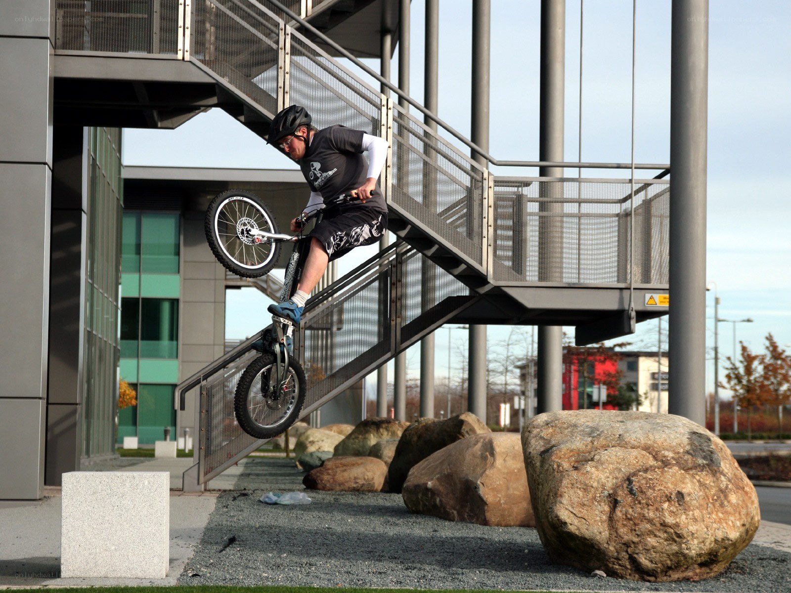 BMX rider on stairs