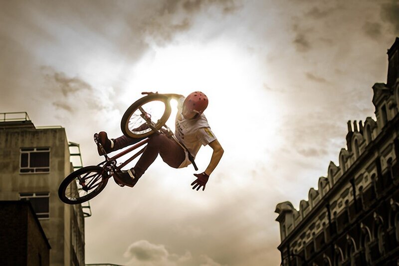 BMX rider performing aerial trick